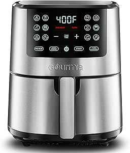 Gourmia 4-Qt Digital Air Fryer with Guided Cooking, Easy Clean, Stainless Steel