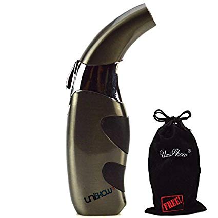 Unishow ® Scorch Torch 4.5'' Jet Flame Butane Torch Cigarette Cigar Lighter W/a FREE Velvet Unishow® Pouch (Gunmetal)