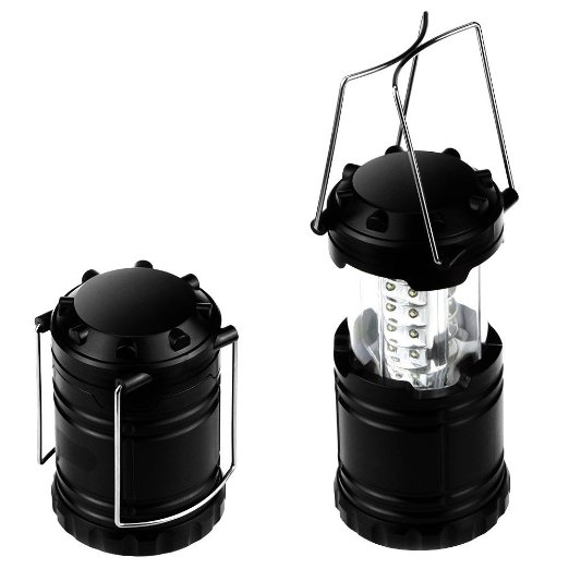 Begana Portable Camping Lantern Flashlights with 30 LED Bulbs - Retractable & Lightweight & Water Resistant Camping Light, Great for Hiking & Camping & Emergencies & Travel, Set of 2, Black