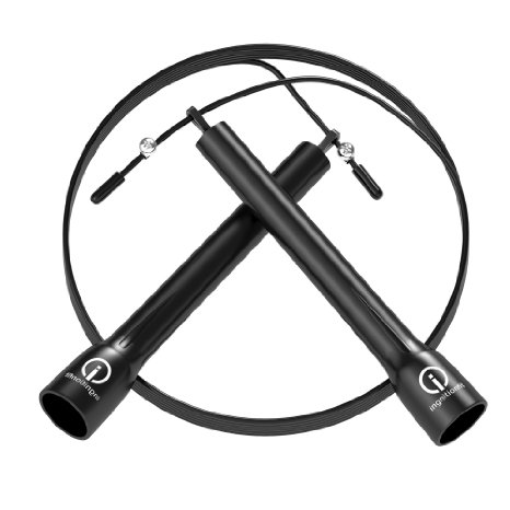 High Speed Jump Rope By ignitionfit - Crossfit MMA Boxing - Unique Tangle Free Technology Lightweight Long Ballistic Handles Adjustable Length Cable and Dual Bearings - 100 Lifetime Warranty Too