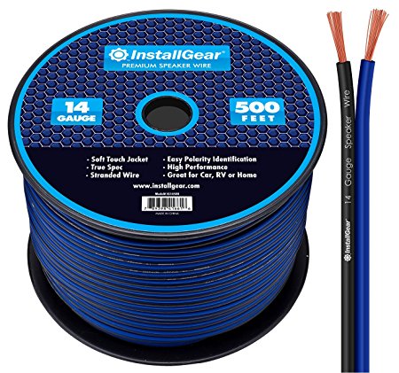 InstallGear 14 Gauge AWG 500ft Speaker Wire True Spec and Soft Touch Cable