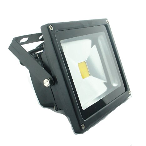 QUANS 20W 12V 24V AC DC Ultra Bright White LED Security Wash Flood light Floodlight Lamp High Power Black Case Waterproof IP65 Work in the Rain Superbright (Warm White)