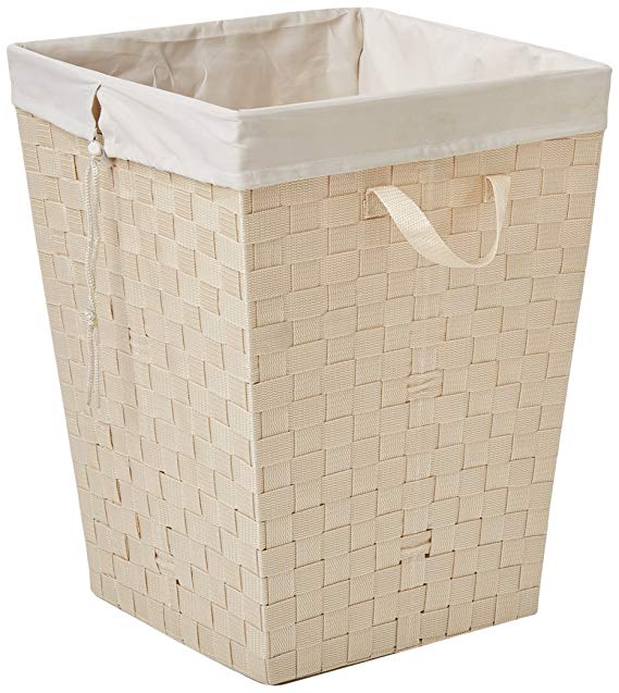 Honey-Can-Do HMP-03024 Woven Strap Hamper with Liner, Creme, 20-inches Tall