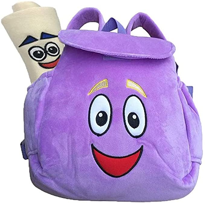 Dora bag Dora Explorer Backpack Rescue Bag Purple Dora Explorer Soft Plush Backpack For Backpacks Pre-Kindergarten Toys Birthday And New Year Gifts ,12.5inch Rescue Bag with Map