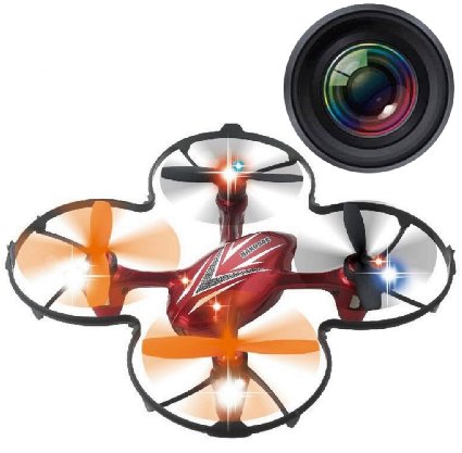 Haktoys HAK904C Mini RC Quadcopter Drone with Camera 2.4GHz 6-Axis Gyro Bonus 4 Blades included - Colors May vary