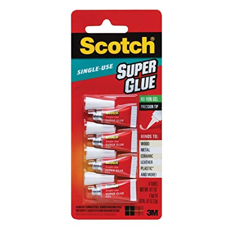 Scotch Super Glue Gel 4/Pkg-.017oz