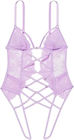 Victoria's Secret Fishnet Floral Triangle Crotchless Teddy (XS-XXL)