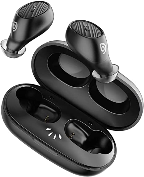 Bomaker True Wireless Earbuds Bluetooth 5.0 in-Ear Stereo Headphones, Built in Mic Headset, AptX Pumping Bass, Graphene Drivers, Secure Fit, One-Step Pairing, IPX7 Sweatproof for Work, Sports