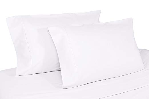 Whisper Organics Organic Cotton Pillow Case Set by GOTS Certified, 400 Thread Count, Sateen (Standard, White)