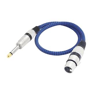 LANMINGLEL XLR Female to 1/4" TRS Cable 6.35mm TRS to XLR 3-Pin Female Balanced Cable Nylon Braided Microphone Cable Compatible Guitar Speakers(0.5M)