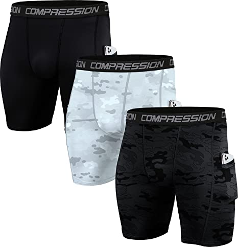 Holure Men's 3 Pack Performance Compression Shorts Gym Running Base Layer Shorts Sports Undershorts