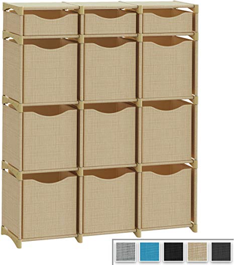 12 Cube Organizer | Set of Storage Cubes Included | DIY Closet Organizer Bins | Cube Organizers and Storage Shelves Unit | Closet Organizer for Bedroom, Playroom, Livingroom, Office, Dorm (Beige)