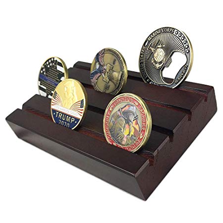 AtSKnSK Military Challenge Coin Display Holder Stand Wooden(4 Rows, Small)