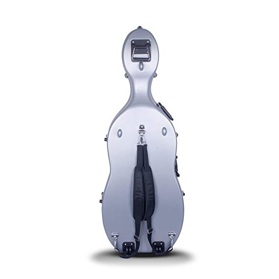 Crossrock CRA862CEFSL 4/4 and 3/4 Size ABS Molded Cello Case with Wheels in Silver