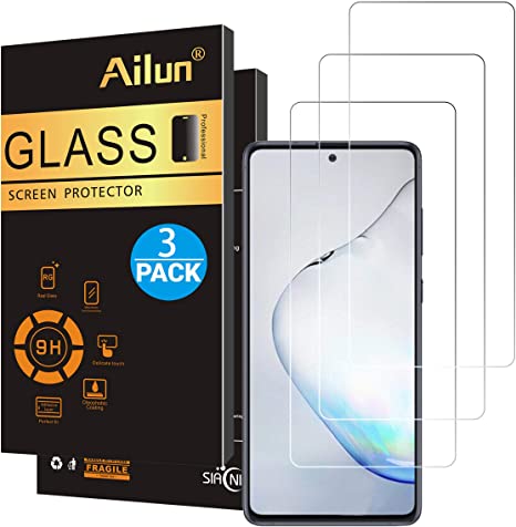 AILUN Screen Protector Compatible with Galaxy Note 10 lite/A81,[3 Pack],Tempered Glass,Ultra Clear,Anti-Scratch,Case Friendly-Siania Retail Package