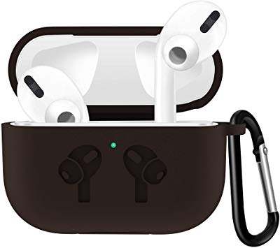 Maxjoy Case Compatible for AirPods Pro 2019, AirPods Pro Case Cover, Silicone AirPods Pro Cover with Keychain, Cute Airpods Pro Charging Case, Airpods Pro Shockproof & Protective Cover, Brown