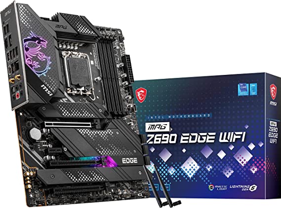 MSI MPG Z690 Edge WiFi Gaming Motherboard (ATX, 12th Gen Intel Core, LGA 1700 Socket, DDR5, PCIe 5, 2.5G LAN, M.2 Slots, Wi-Fi 6E)