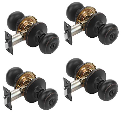 Dynasty Hardware SIE-30-12P Sierra Door Knob Privacy Set, Aged Oil Rubbed Bronze, Contractor Pack (4 Pack)