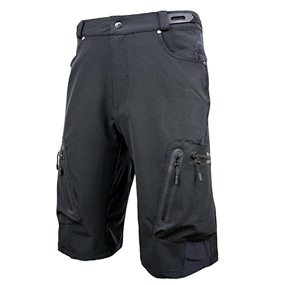 Cycorld Mens Mountain Bike Biking Shorts, Water Repellent MTB Shorts, Loose Fit Cycling Baggy Pants with Zip Pockets
