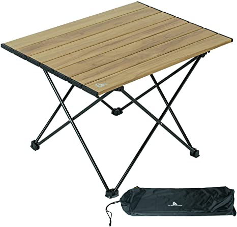 iClimb Ultralight Compact Camping Folding Table with Carry Bag, Two Size (Nature - L)