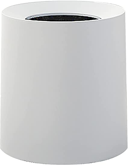 Modern Round Waste Basket - 3.2Gal/12L Open Top Trash Bin - White Garbage Can with Removable Plastic Bin - Keeps Liner Bag Hidden - Bathroom Garbage Can or Trash Can for Kitchen - Minimalist Office