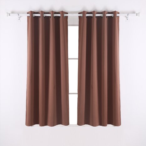 Deconovo Thermal Insulated Window Blackout Two Panel Curtains 52 By 63 InchBrown