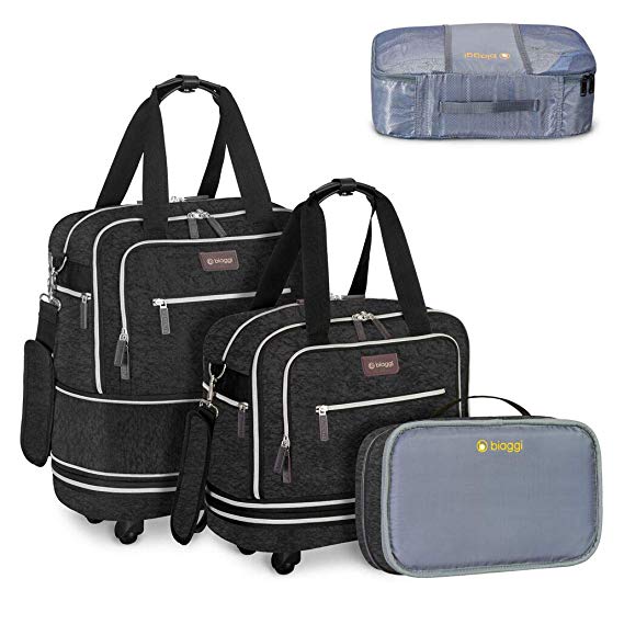 Biaggi Luggage Zipsak Boost Expandable Underseat Luggage, Foldable Spinner Carry On
