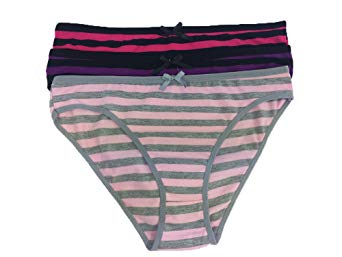 Nabtos Cotton Women's Panties Bikini Underwear Stripes Women's Panties (Pack of 3)