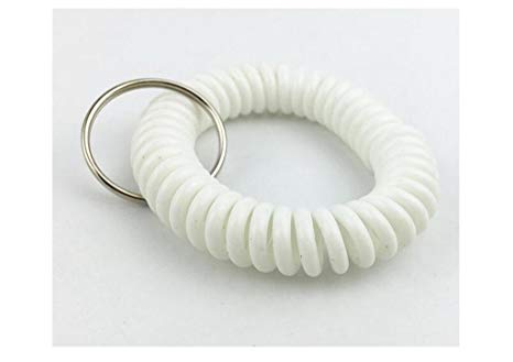 Happyi 8pcs Soft Coil Stretch Wristband Keychain for Gym, Pool, Id Badege (White)