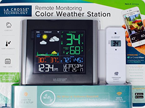 LA CROSSE Remote Monitoring Color Weather Station Black