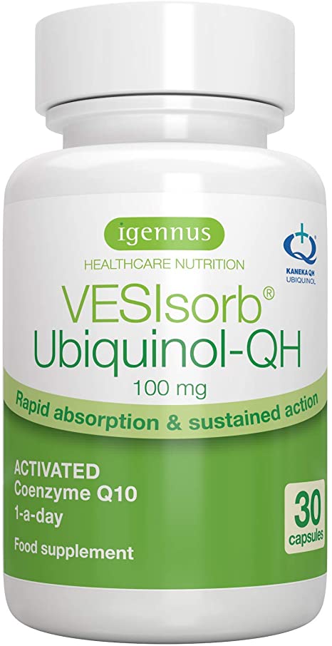 VESIsorb Ubiquinol-QH, 100 mg Advanced Fast-Acting Coenzyme Q10, 600% Bioavailability, 1-Month Supply
