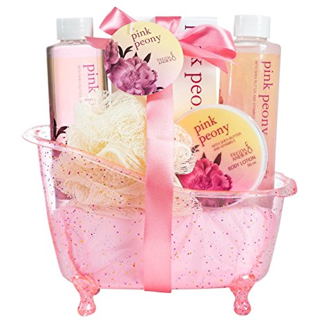 Pink Peony Spa Gift Set in a Dazzling Glitter Tub