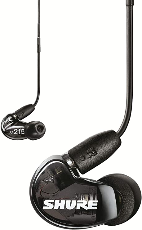 Shure SE215 Sound Isolating Earphones with 3.5mm Cable, Remote and Mic, Black