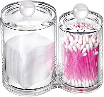 Cq acrylic Multifunctional Home Decor for Cotton Swabs Organizer and Cotton Balls Storage,5.4 x3.1x 5.1,Pack of 1