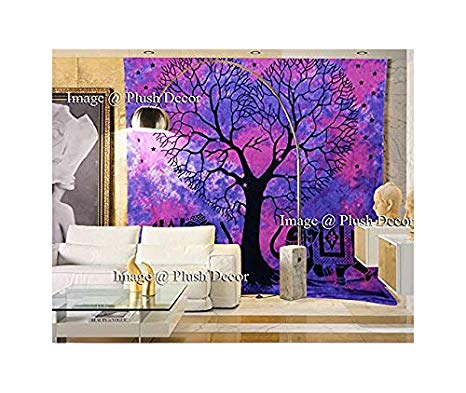 Plush Decor Pink Purple Tree Elephant Tapestry Tie Dye Tapestries Bohemian Indian Large Hippie Boho Wall Hanging Hippy Beach Throw