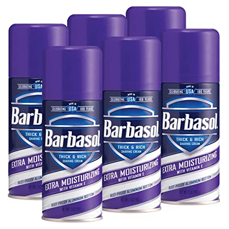 Barbasol Extra Moisturizing Thick and Rich Shaving Cream, 7 Ounce, Pack of 6