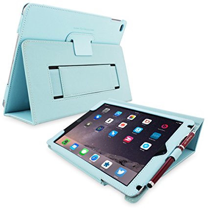 Snugg iPad 3 & 4 Case - Smart Cover with Flip Stand & (Baby Blue Leather) for Apple iPad 3 and 4