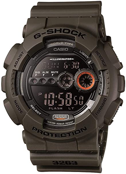 Casio Men's XL Series G-Shock Quartz 200M WR Shock Resistant Resin Color: Olive Green(Model GD-100MS-3)