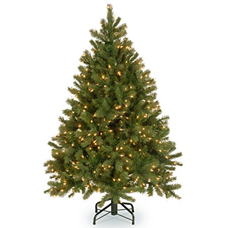 National Tree 4-1/2-Feet "Feel-Real" Downswept Douglas Fir Hinged Tree with 450 Clear Lights