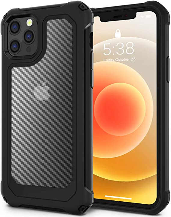 ATUAT Compatible with iPhone 12 Case and iPhone 12 Pro Case, Military-Grade Shockproof Drop Protection Cover for 6.1inch - Black