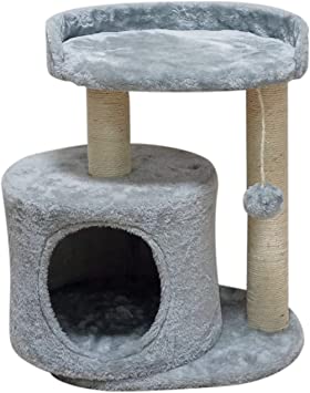 MIAO PAW Cat Tree Tower Condo Furniture Activity Center Kitten Play House Sisal Scratching Posts Large Platforms and a condo Grey