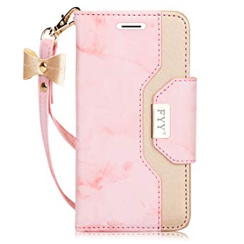 FYY Case for iPhone 6S/iPhone 6, [Makeup Mirror] Premium PU Leather for iPhone 6S/6 Wallet Case with Cosmetic Mirror and Bow-knot Strap Taffy