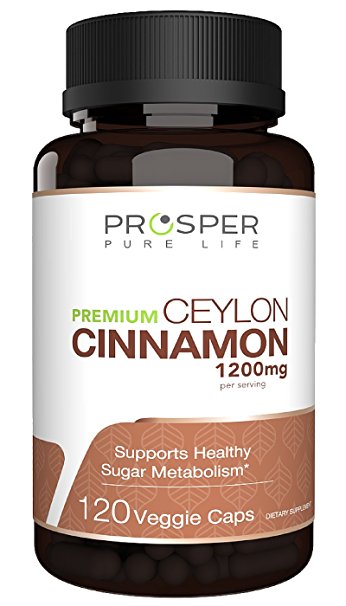 Ceylon Cinnamon Organic Supplement - 2 Month Supply - 120 Veggie Capsules - 1200Mg Per Serving - Non GMO - Gluten Free - Supports Healthy Blood Glucose - True Cinnamon
