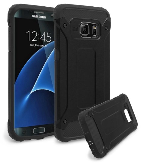 Galaxy S7 Edge Case Bastex Slim Fit Hybrid Heavy Duty Protection Black Rubber Silicone Cover Black Hard Plastic Case