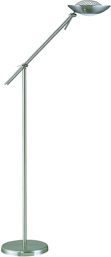 Lite Source LS-80978PS Floor Lamp with Frosted Glass Shades, Steel Finish