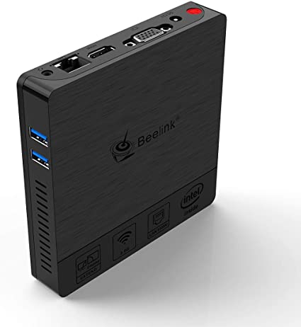 Beelink BT4 Mini PC Intel Atom Quad Core CPU（up to 2.24GHz） 4GB RAM/64GB eMMC，Windows 10 Mini Desktop Computer with HDMI and VGA Port,1000M LAN, BT4.2, 4K@30Hz HD,Support Auto Power On