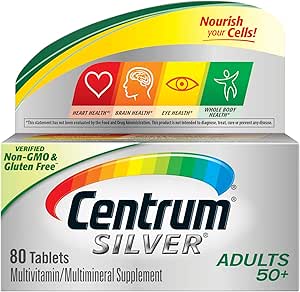 Centrum Silver Adult (80 Count) Multivitamin/Multimineral Supplement Tablet, Vitamin D3, Age 50