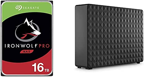 Seagate IronWolf Pro 16TB NAS Internal Hard Drive HDD & Expansion Desktop 10TB External Hard Drive HDD - USB 3.0 for PC Laptop - 1-Year Rescue Service (STEB10000400)