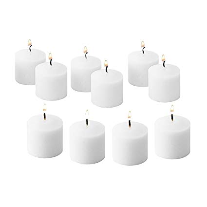D'light Online 10 Hour Burn Time Unscented Votive Candles (White, Set of 12) - for Spas, Parties, Home Decor, Holiday, Emergency Candles and Any Event