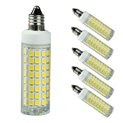 [5-Pack] E11 led Bulb 75W 100W Equivalent Halogen Replacement Lights, Dimmable T4 /T3 JD Type Mini Candelabra Base, 1000 Lumens Daylight 6000K, AC 110V/ 120V/ 130V